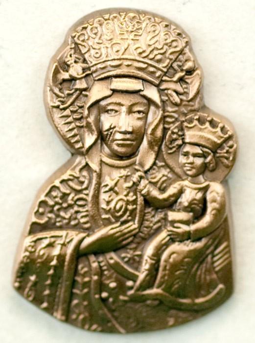 Lapel Pin - Our Lady of Czestochowa, Antique Gold