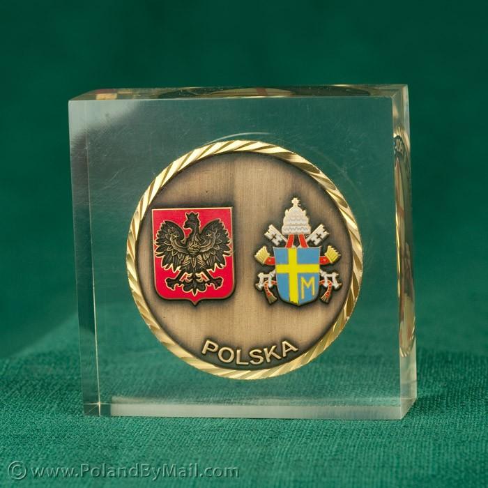 Acrylic Paperweight - Pope John Paul II Medal