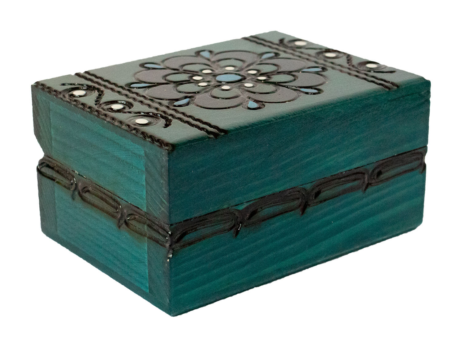 Wooden Box - Floral Design Rectangular 3x2