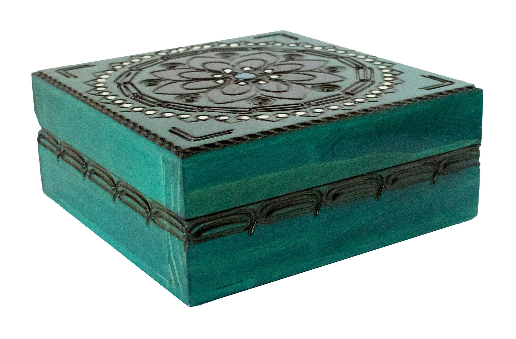 Wooden Box - Floral Design, Square 4x4