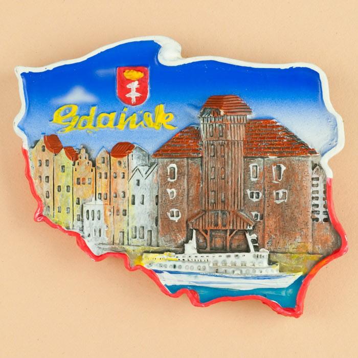 Poland Map Magnet - Gdansk, Port Crane
