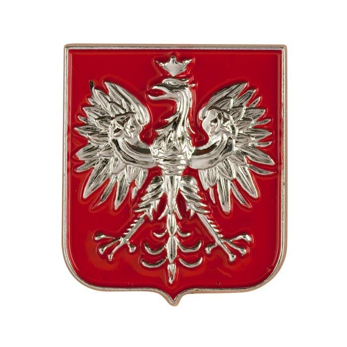 Metal Magnet - Poland Shield Crest, Silver Colored