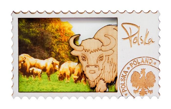 Wooden Stamp Magnet - Polish Bison