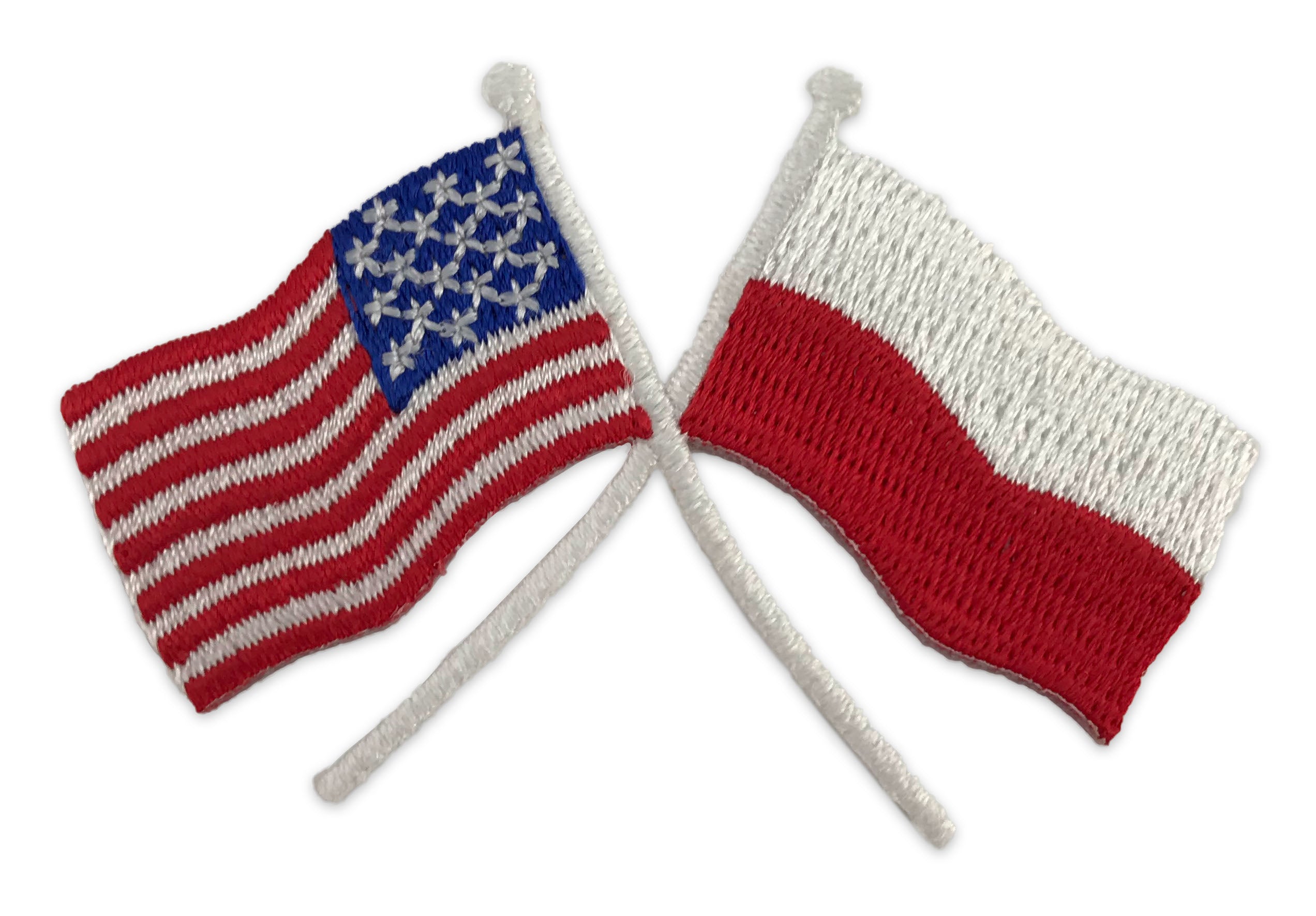 Iron-On Patch - Crossed Polish American Flags