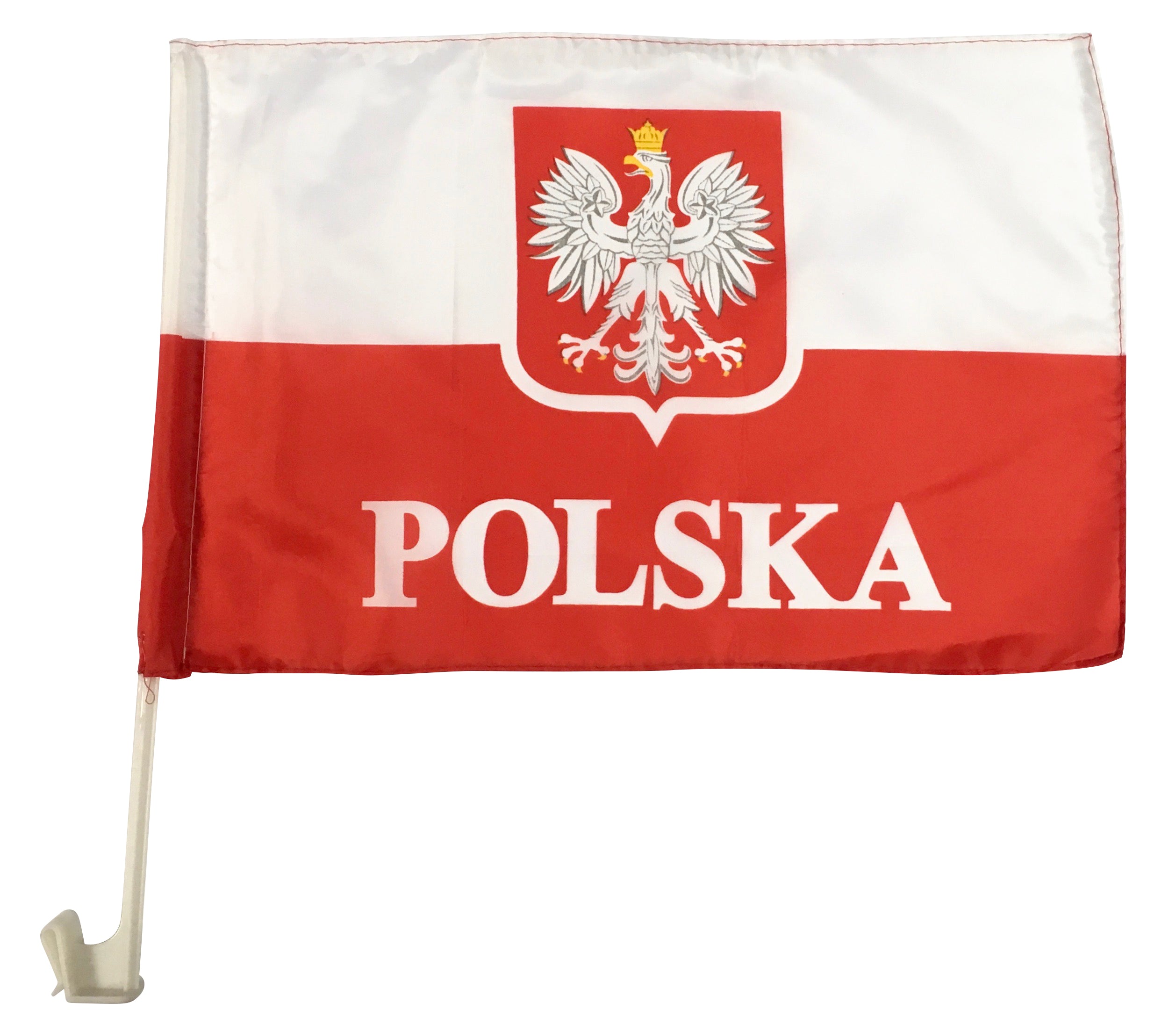 Polish Car Flag with POLSKA & Eagle, 16" x 11"