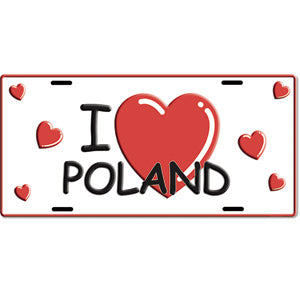 Embossed License Plate - I Love Poland