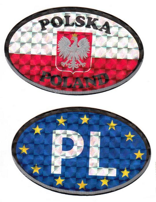 Reflective Car Sticker - EU & PL Flags, Set of 2