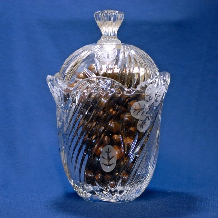 Hand Cut Crystal Clear Candy Jar, 10" High