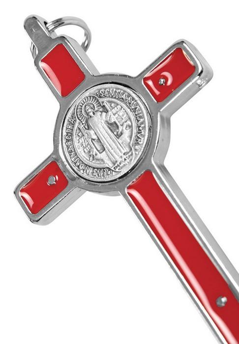 St. Benedict Crucifix Silver and Red 3.25 inch
