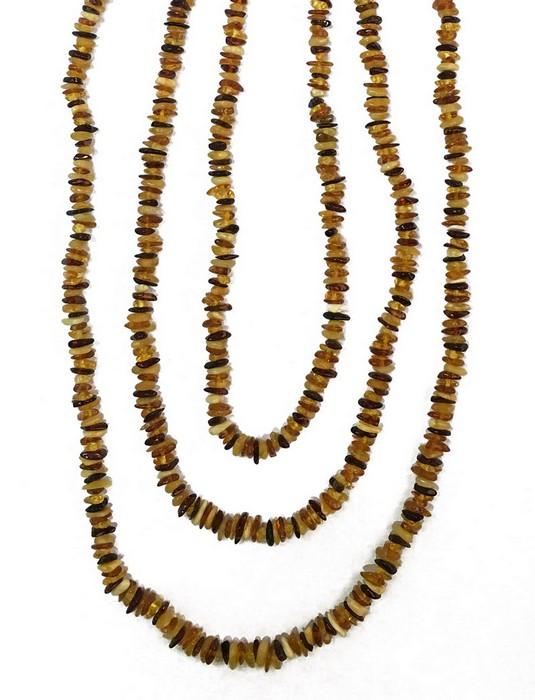 Incredibly Long Pure Tri-Colored Amber Necklace, 70 inches