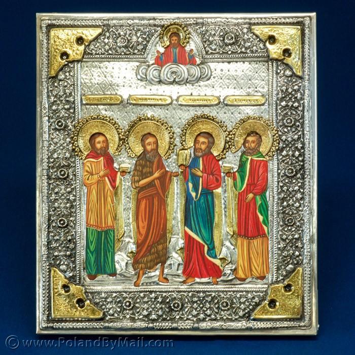 Silver Plated Icon - Four Saints #2