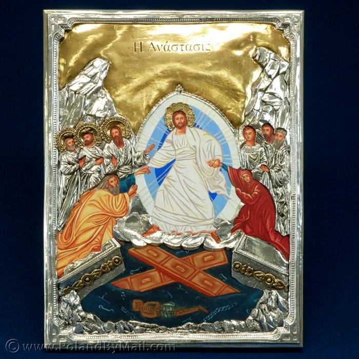 Silver Plated Icon - The Resurrection (The Anastasis)