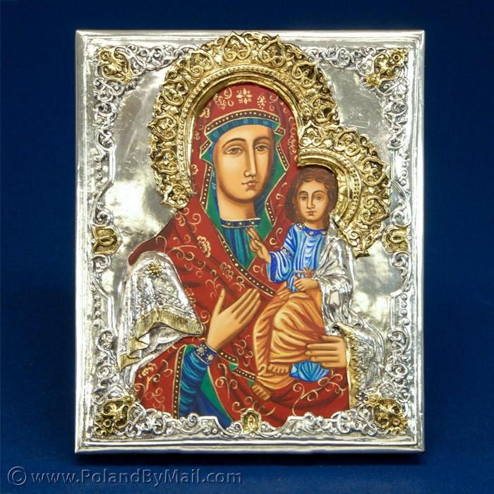 Silver Plated Icon - The Iviron Virgin