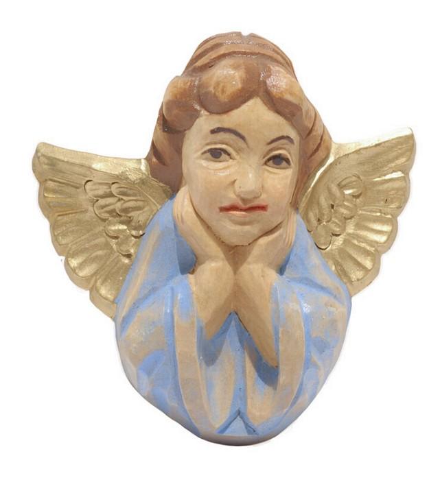 Wood Carved Statue - Angel Bust Image, Blue