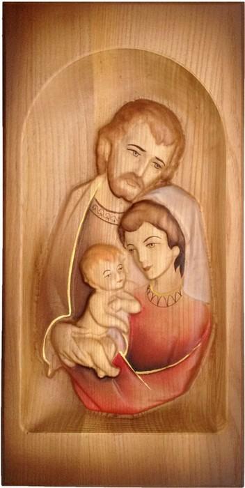 Wood Carved Icon - Holy Family (Color), #A