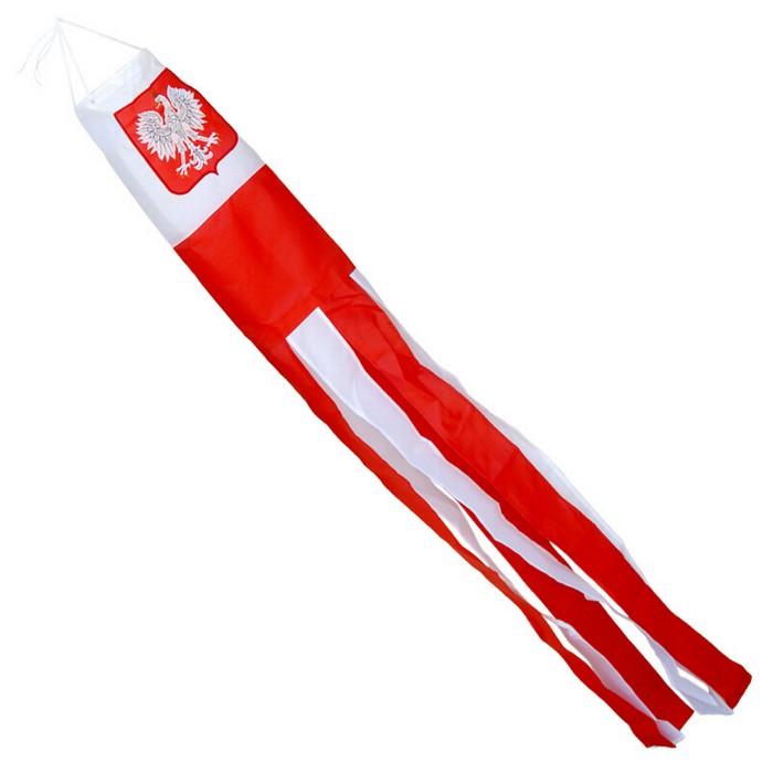 Windsock - Embroidered Polish White Eagle, 60" Long