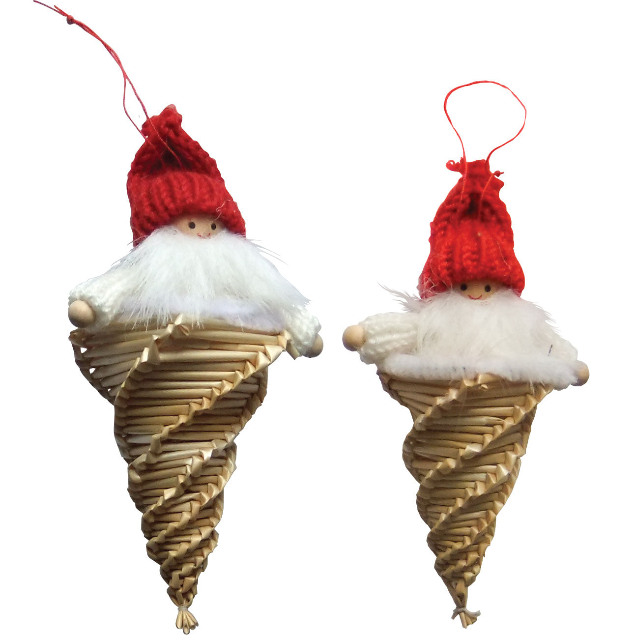 Christmas Straw Ornaments - Pair of Santa-Icicles