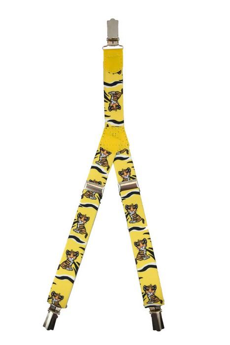 Patterned Kid's Clip Suspenders - Yellow Tigers