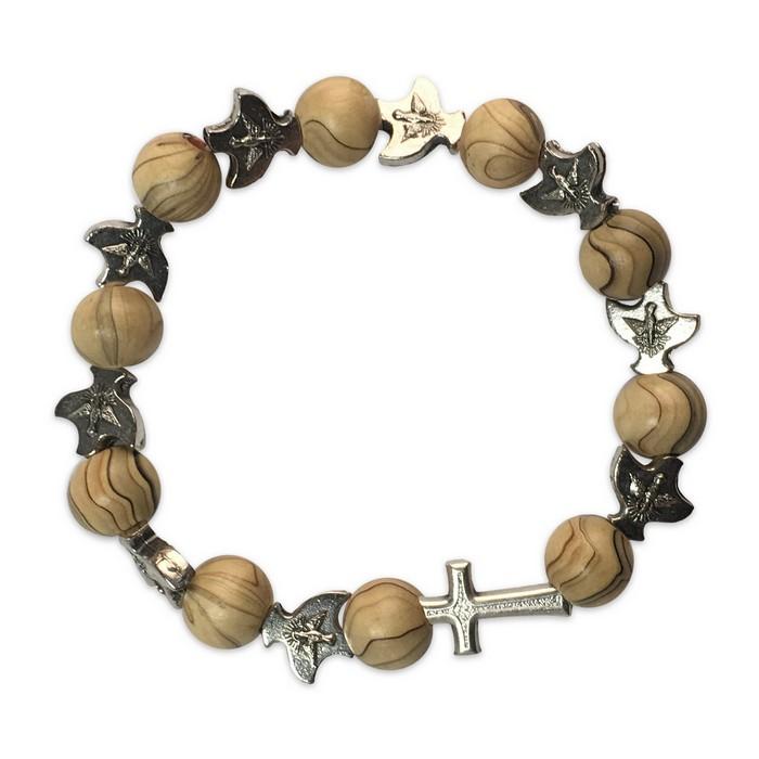 Wood and Metal Rosary Bracelet