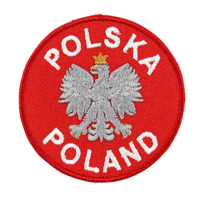 Sew-On Patch - POLSKA - POLAND Circle with White Eagle