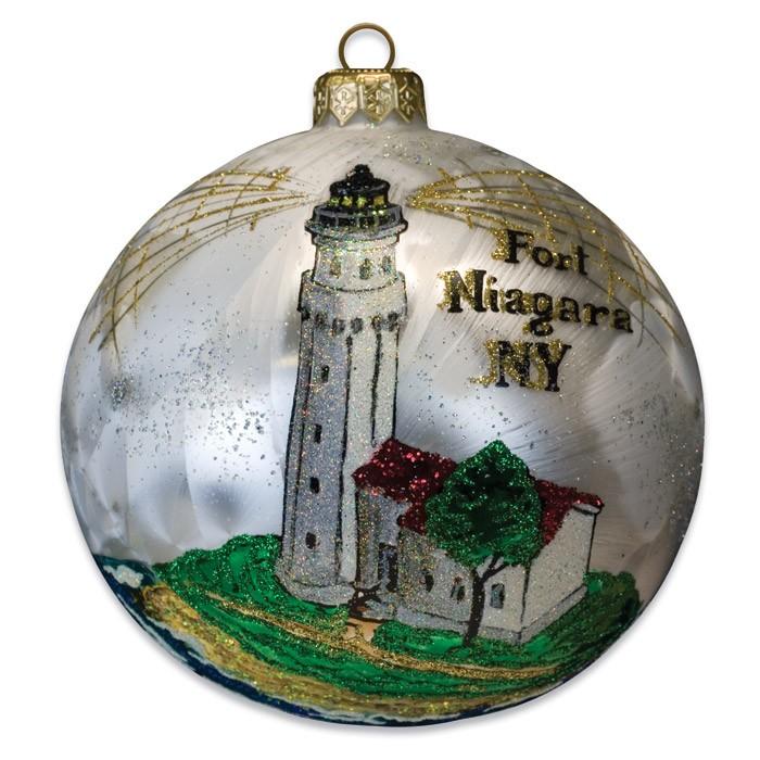Blown-Glass Ball Ornament - Fort Niagara, NY Lighthouse