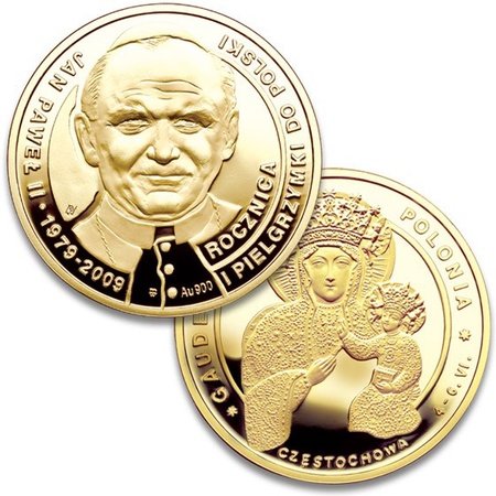 Pope John Paul II 900 Proof Gold Medal - Czestochowa