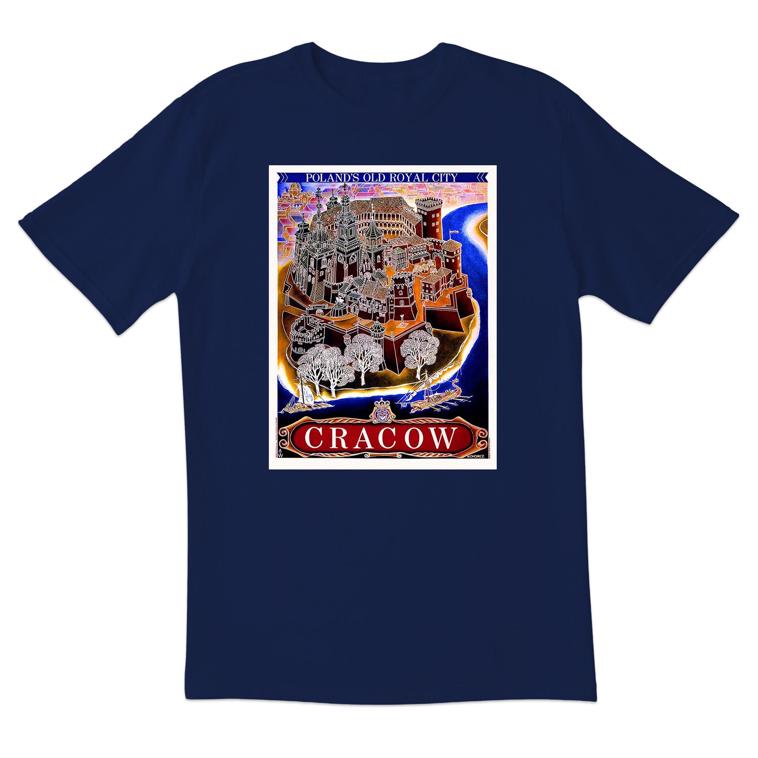 Vintage Poster Cracow PLs Old Royal City Short Sleeve Tshirt