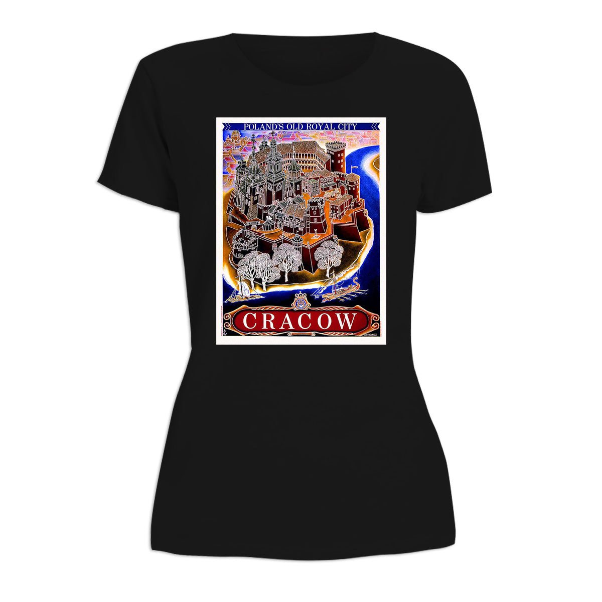 Vintage Poster Cracow PLs Old Royal City Women's Short Sleeve Tshirt