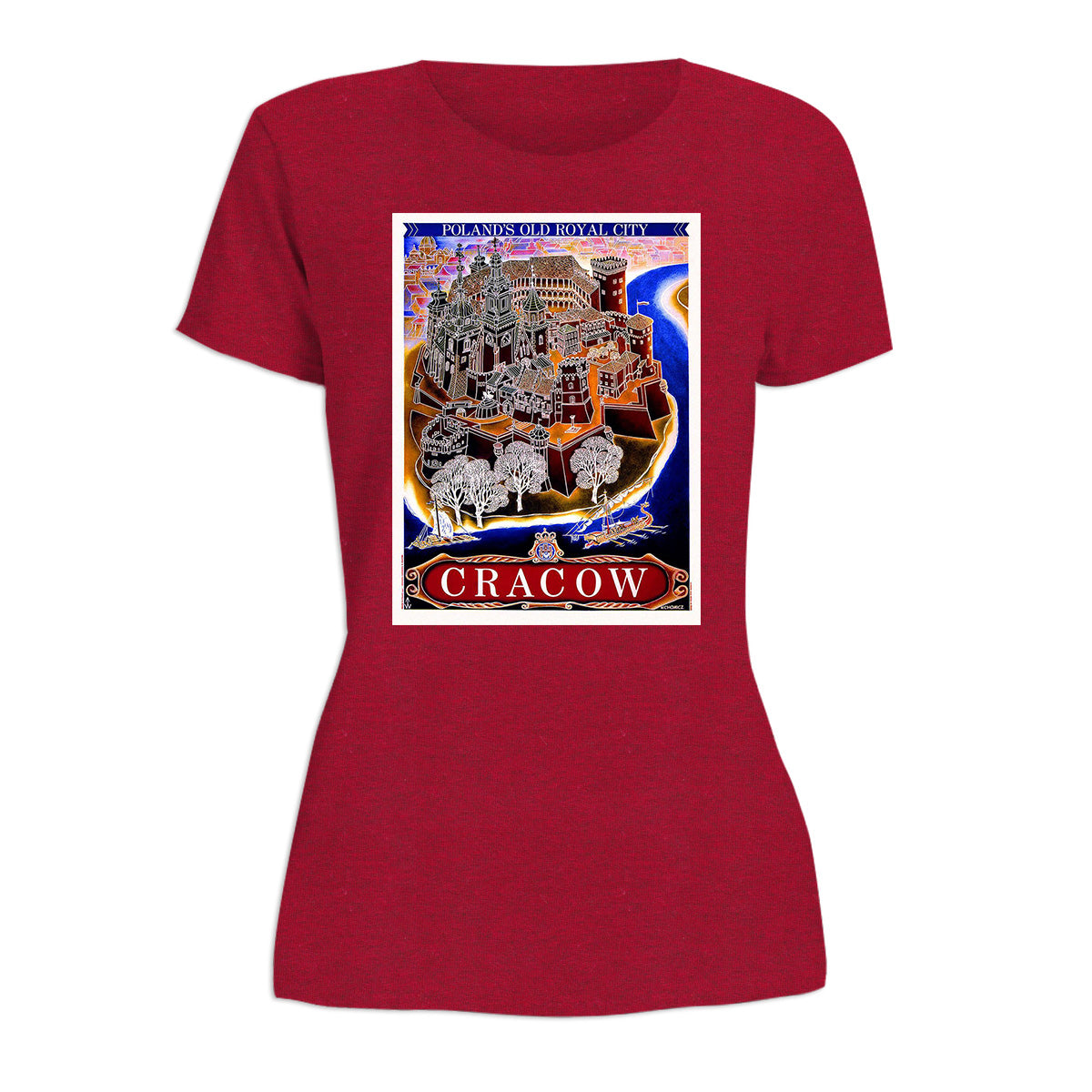 Vintage Poster Cracow PLs Old Royal City Women's Short Sleeve Tshirt