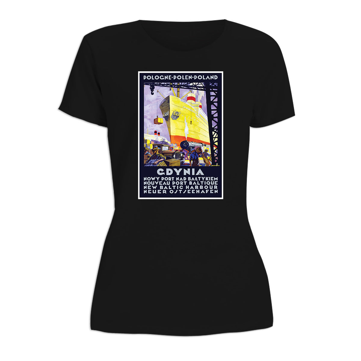 Vintage Poster Gdynia New Baltic Harbour Women's Short Sleeve Tshirt