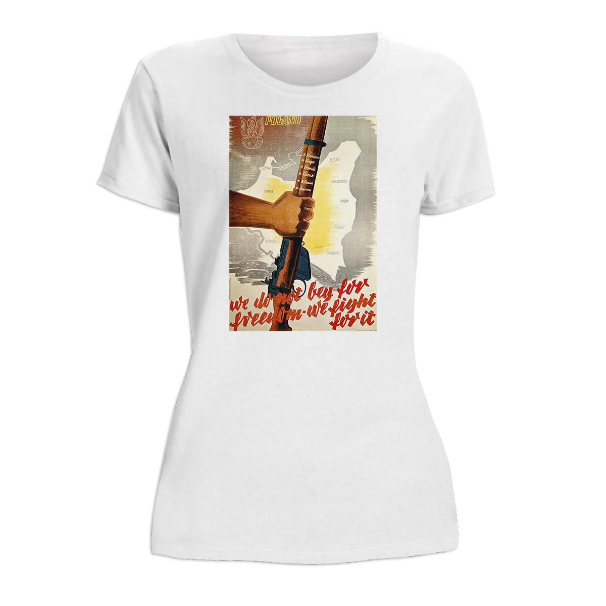 Vintage Poster Poland We Fight For Freedom Women's Short Sleeve Tshirt