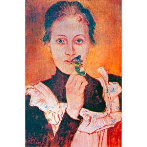 Silkscreen - S.Wyspianski: Girl with Violets, 10" x 15"