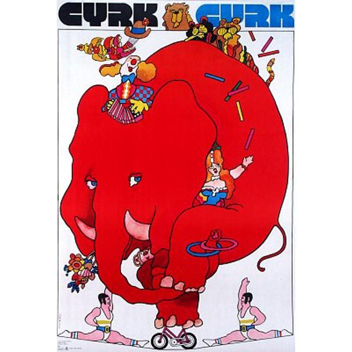 Poster - W. Swierzy Red Elephant on the Bike