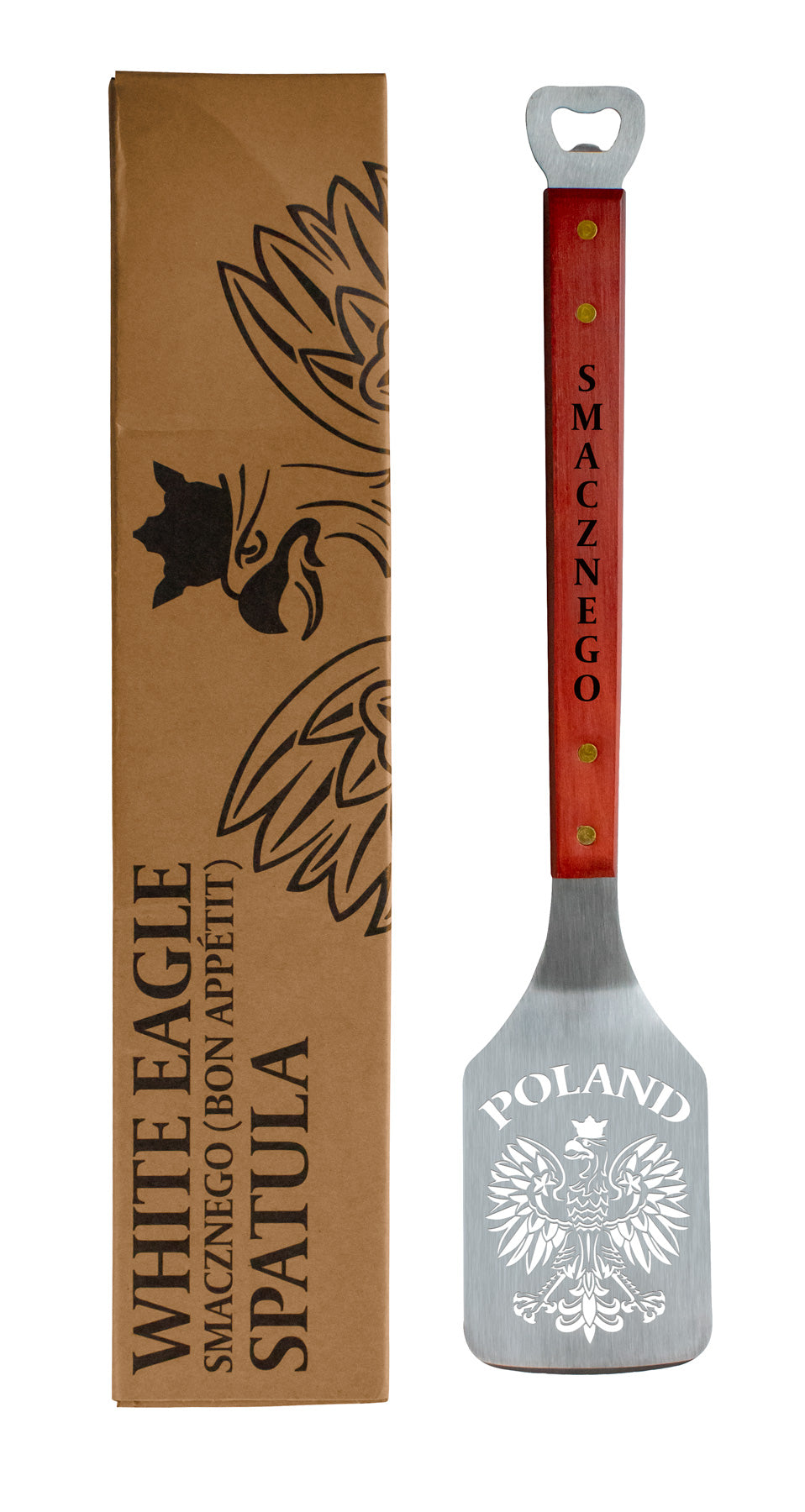 Laser cut  Polish Eagle Wooden Spatula 18.5 inches-Stainless Steel