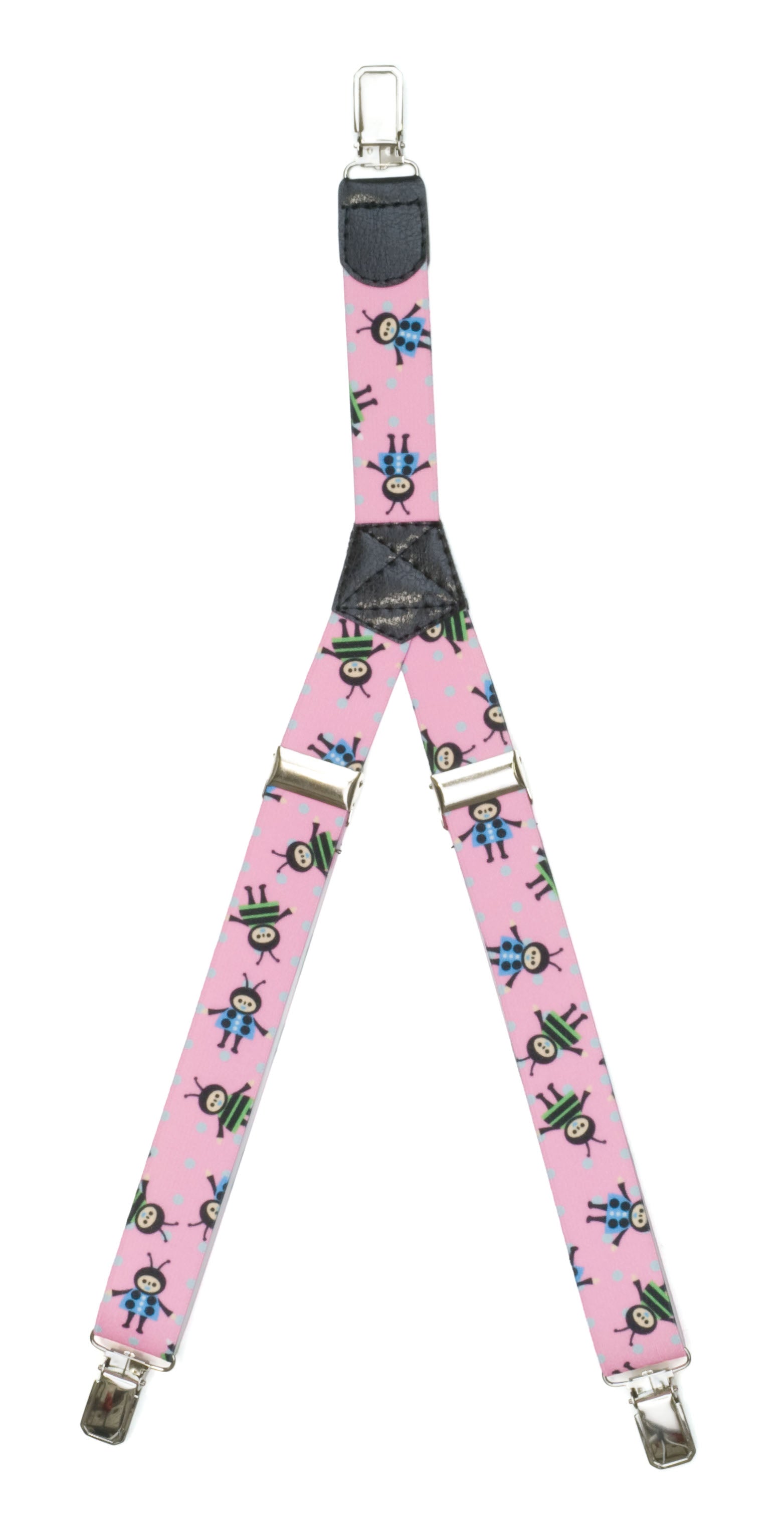 Patterned Kid's Clip Suspenders - Pink Baby Insects