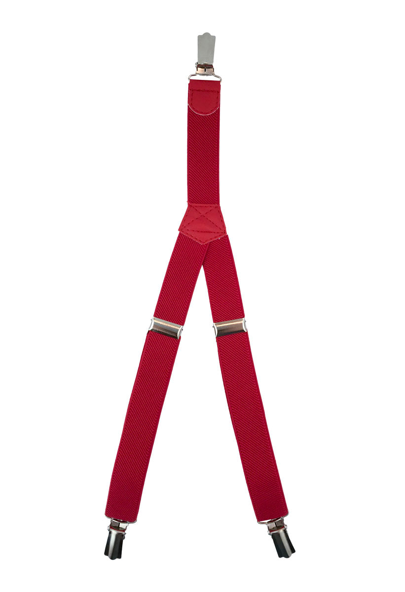 Solid Kid's Clip Suspenders - Red Stripes