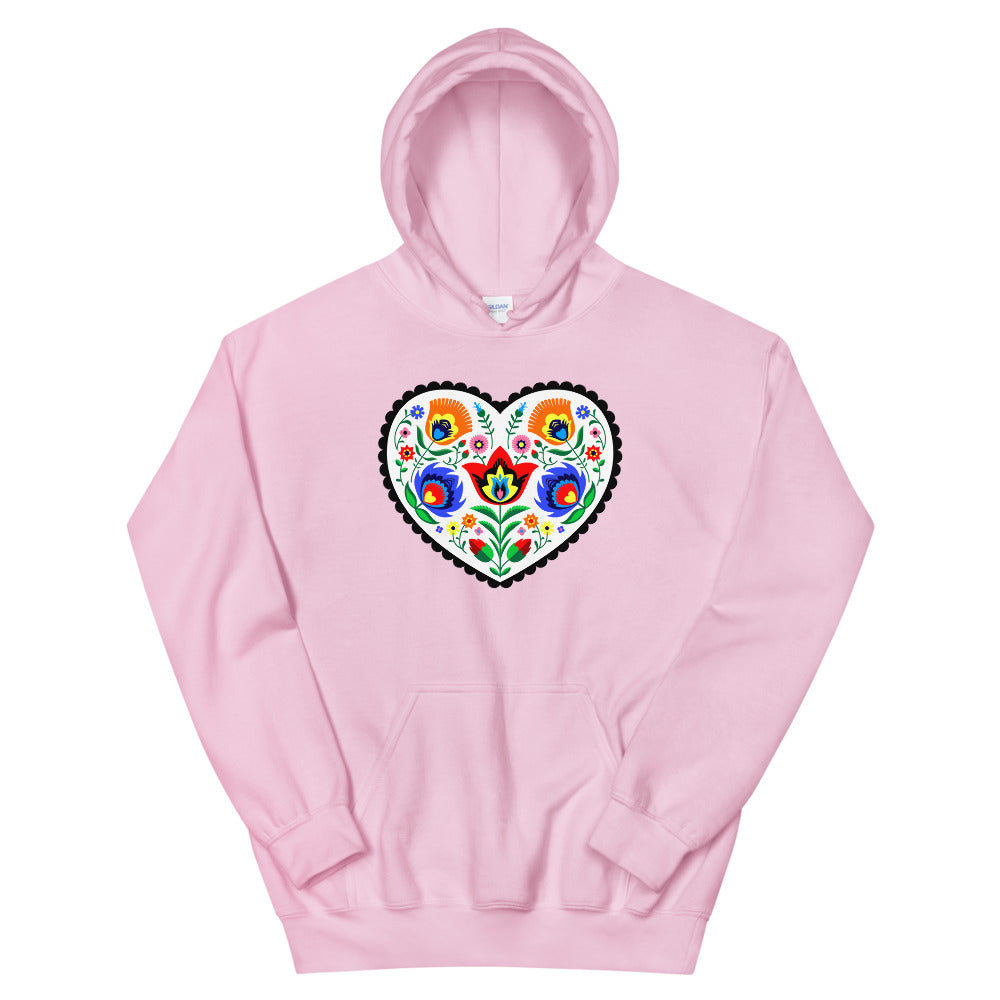 Wycinanki Heart - Folk Art Hooded Sweatshirt