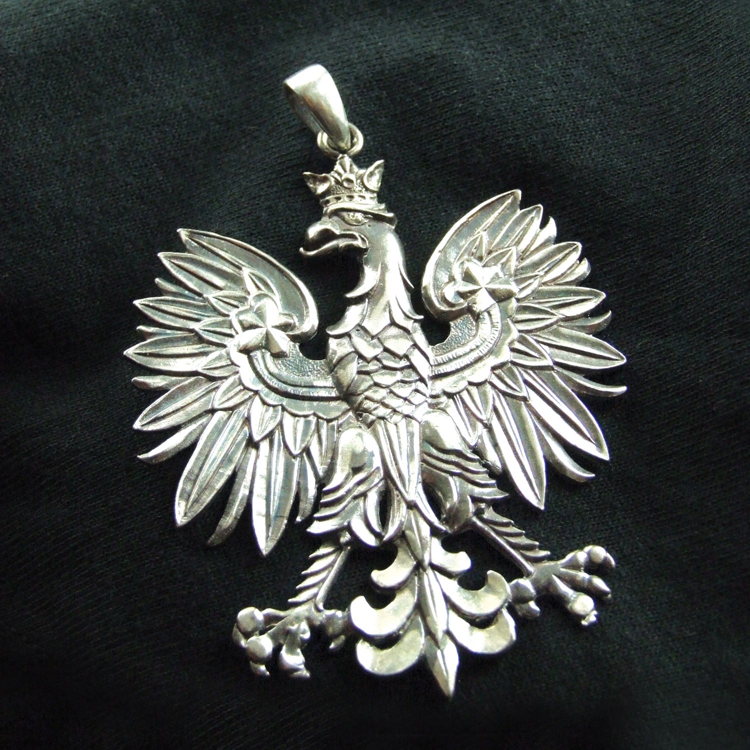 925 proof Silver Polish Eagle Pendant 2.5 inch